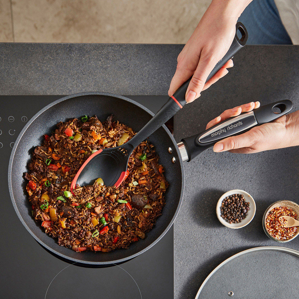 Morphy Richards 28cm Black Graphite Forged Aluminium Ceramica Lidded Frying Pan Image 7