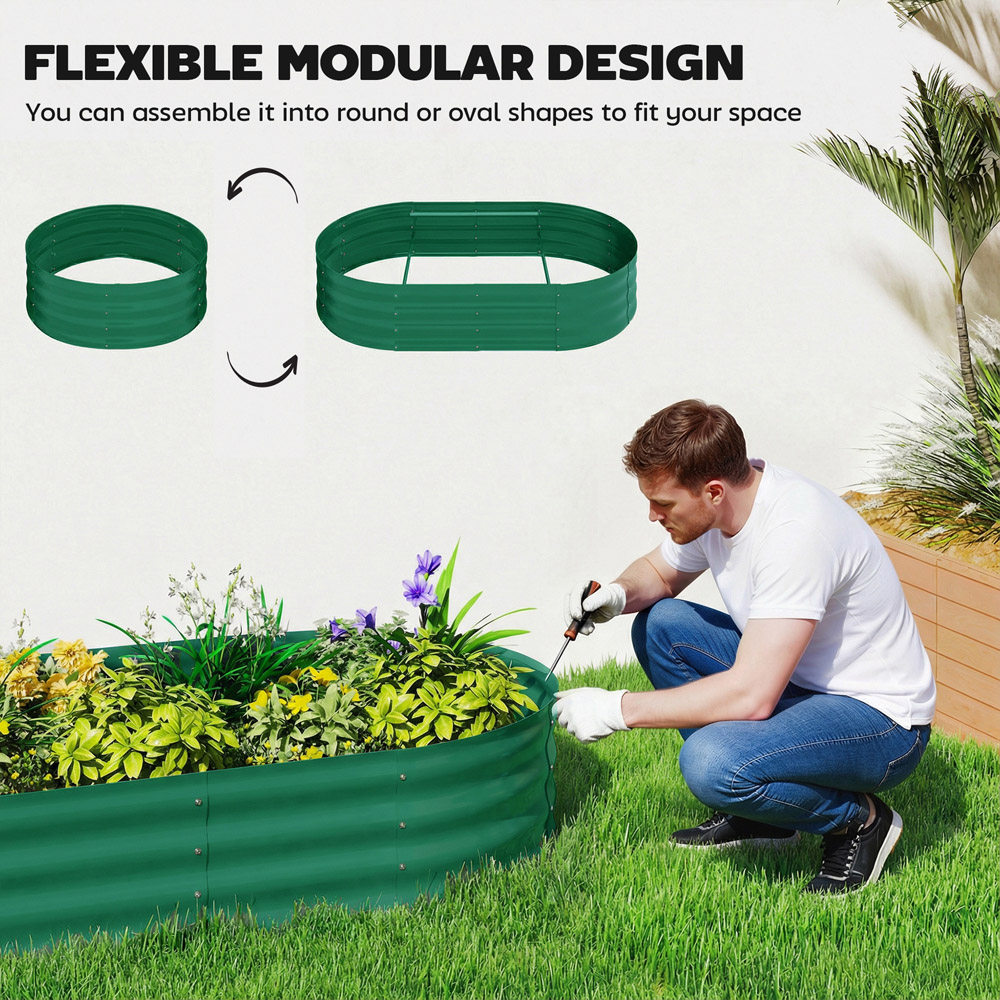 Outsunny Green Galvanised Raised Garden Bed with Trellis 140 x 60 x 120cm Image 7