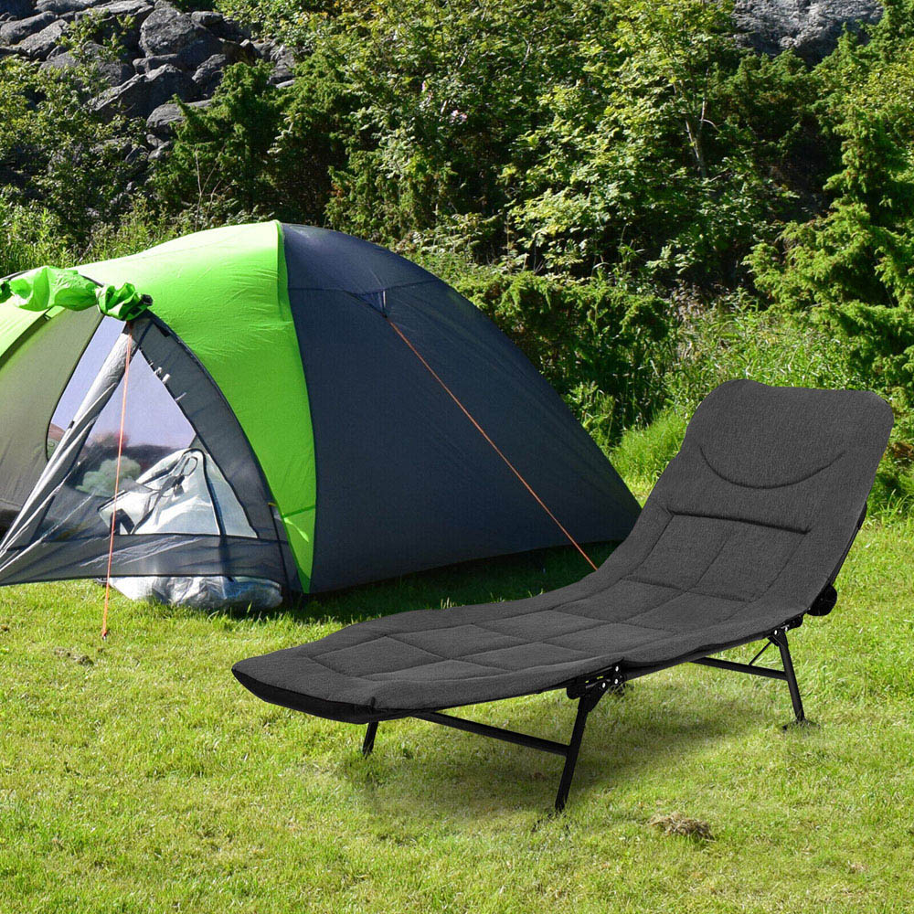 Costway Folding Camping Cot with Detachable Mattress Grey Image 4
