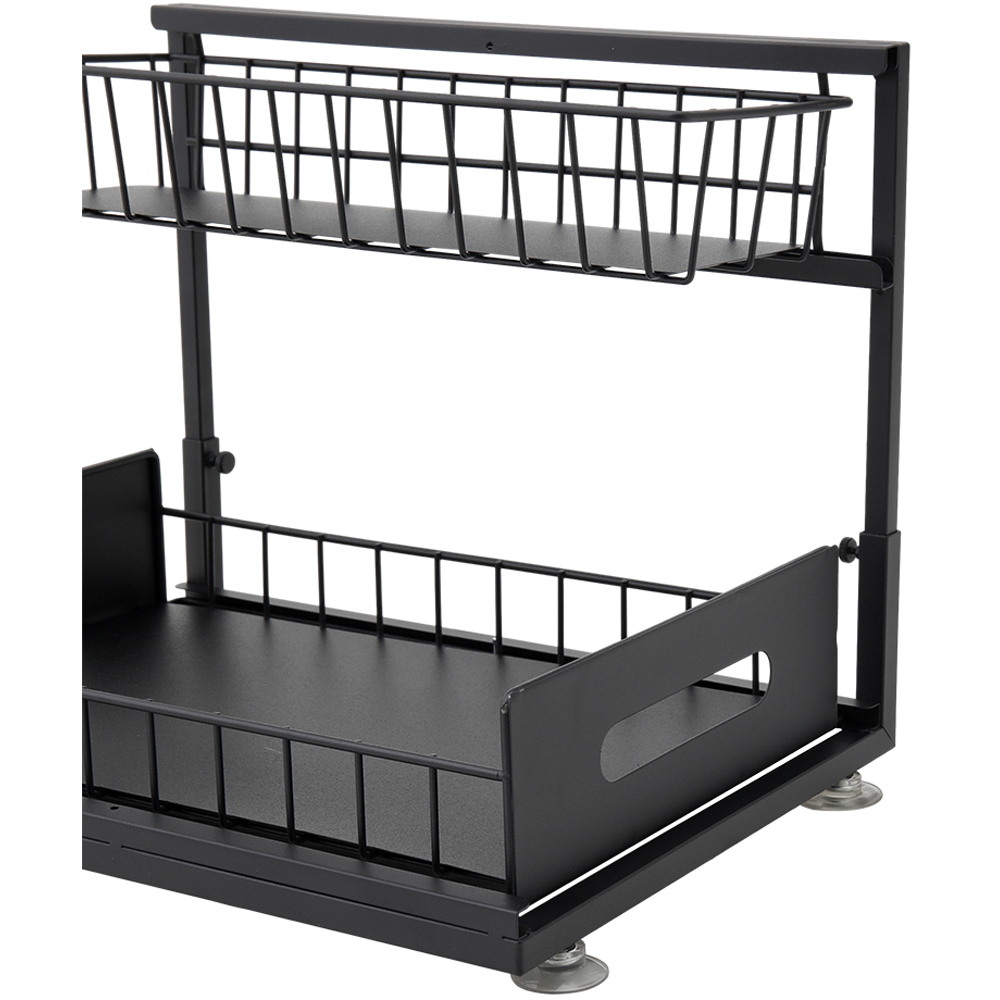 Living and Home 2 Tier Black Metal Under Sink Sliding Organiser Image 4