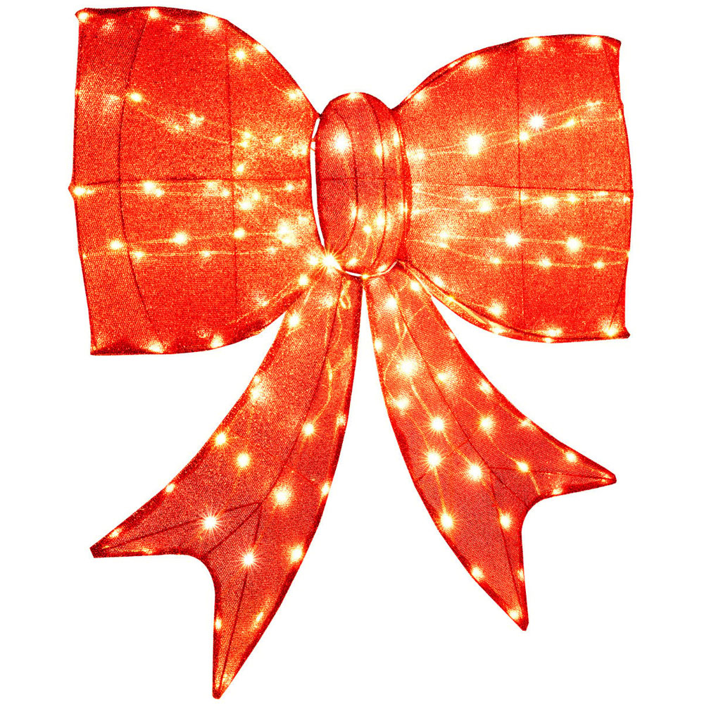 Costway 150 Warm White LED Lighted Bow Christmas Decoration with 2 Hanging Rings 3ft Image 5