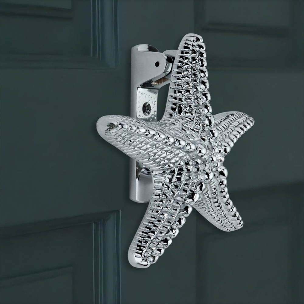 Spira Brass Polished Chrome Starfish Door Knocker Image 2