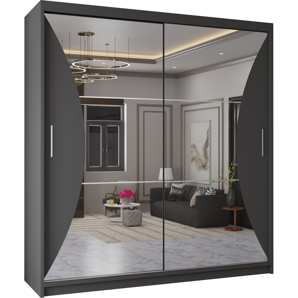Sliding Wardrobes 4U California 2 Door Grey Curved Mirrored Wardrobe 150cm Image 2