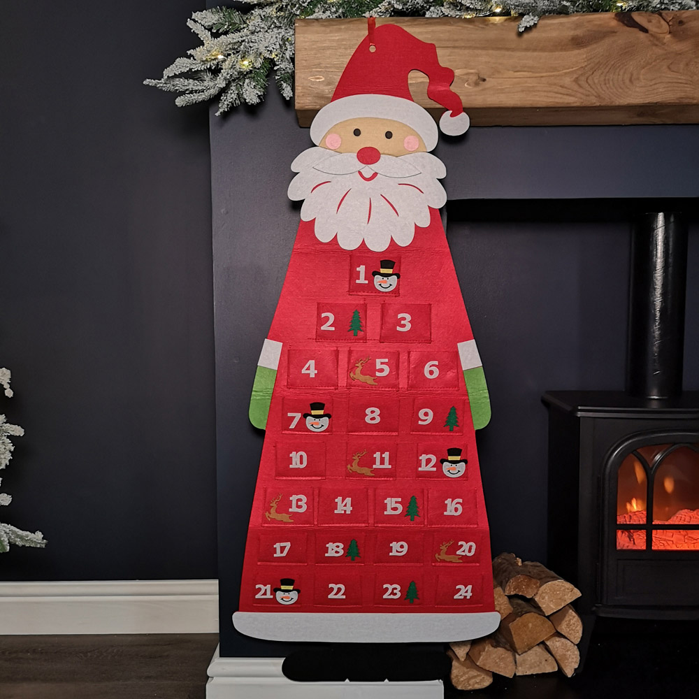 Samuel Alexander Red Christmas Felt Santa Advent Calendar Image 2