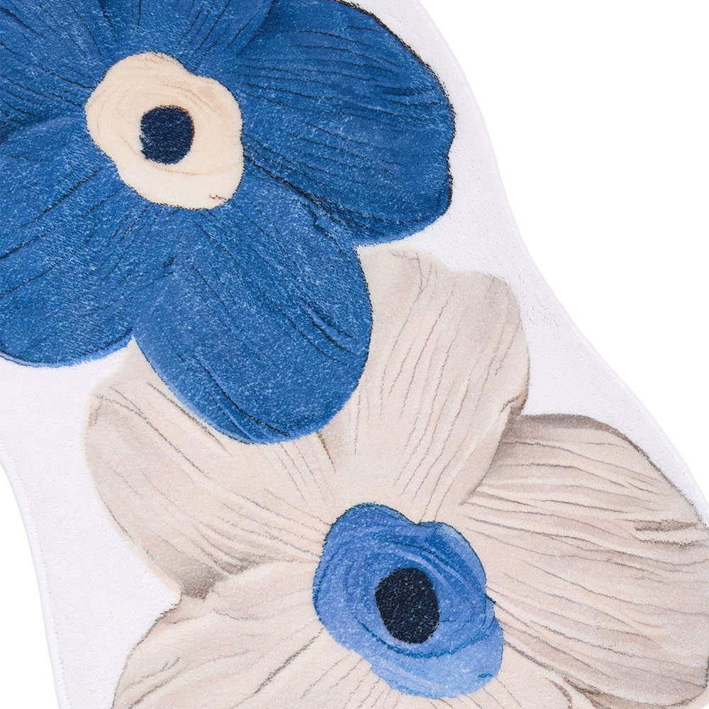 Living and Home Blue Irregular Floral Non-Slip Runner Rug 100 x 40cm Image 5