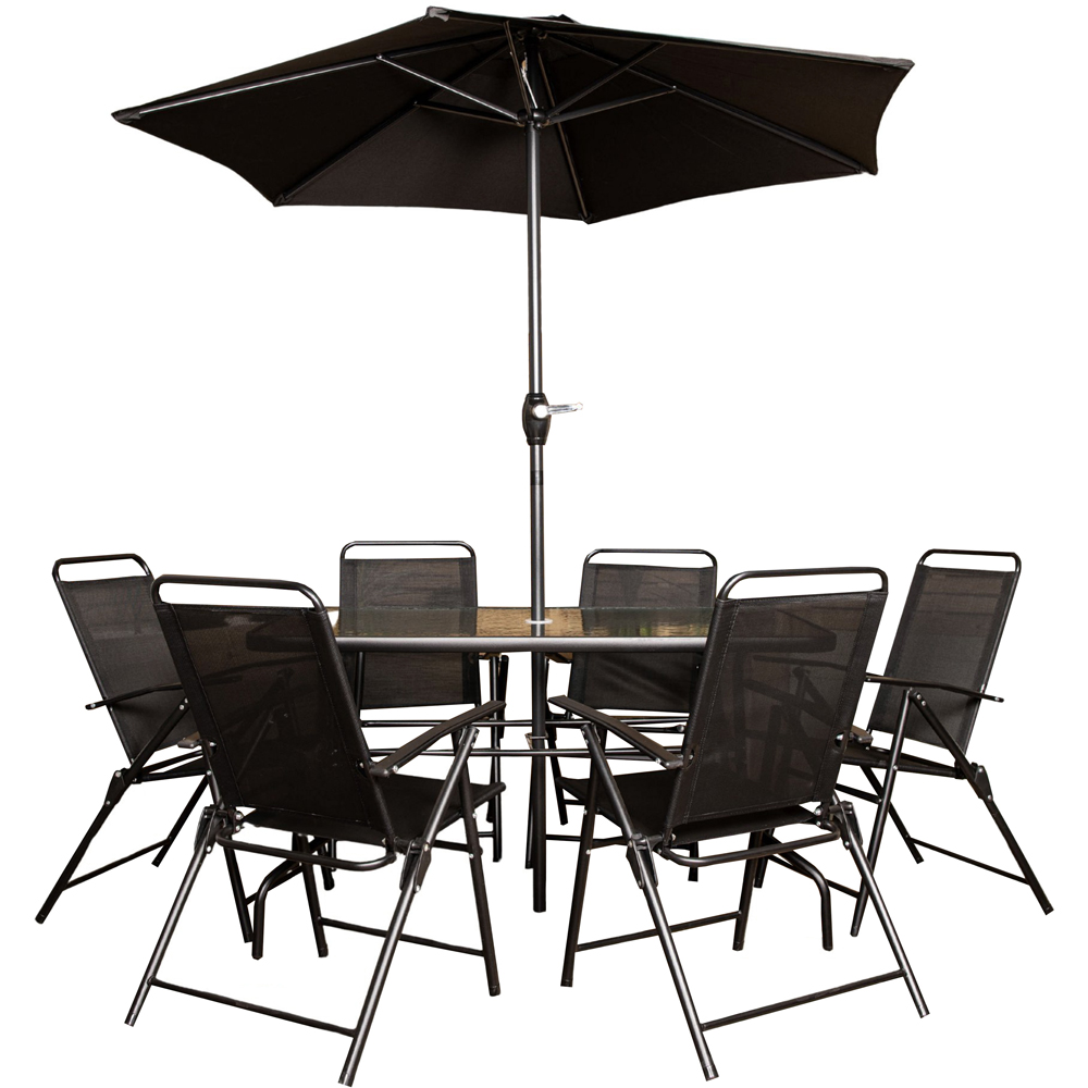 Samuel Alexander 6 Seater Patio Dining Set Black with Parasol Image 2