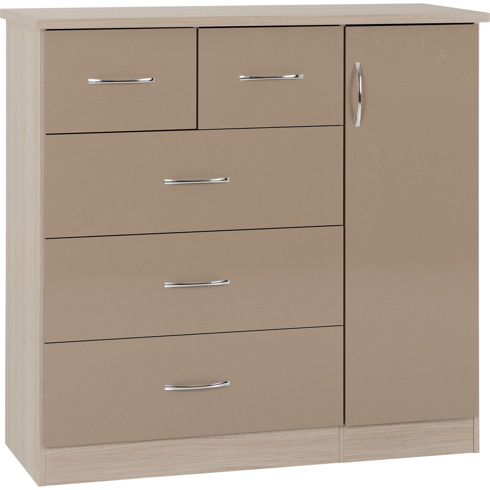 Seconique Nevada 5 Drawer Oyster and Light Oak Low Wardrobe Image 5
