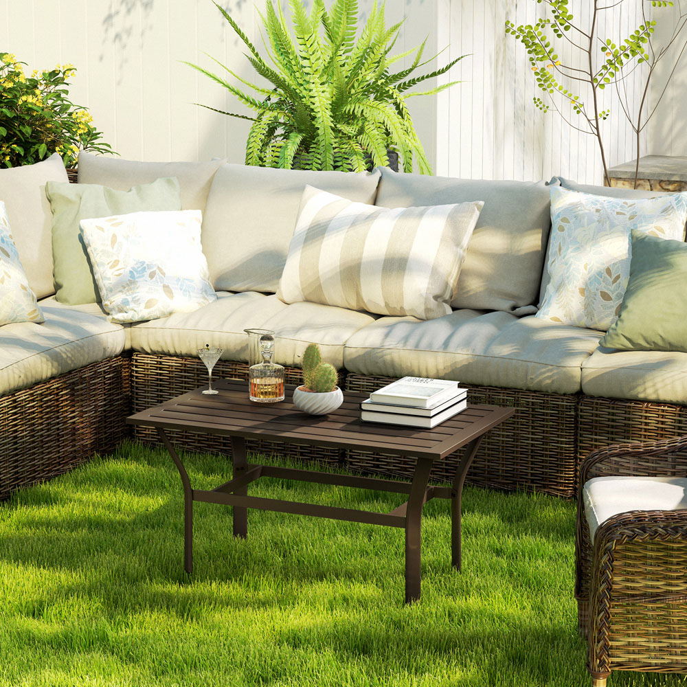 Outsunny Brown Garden Coffee Table Image 5