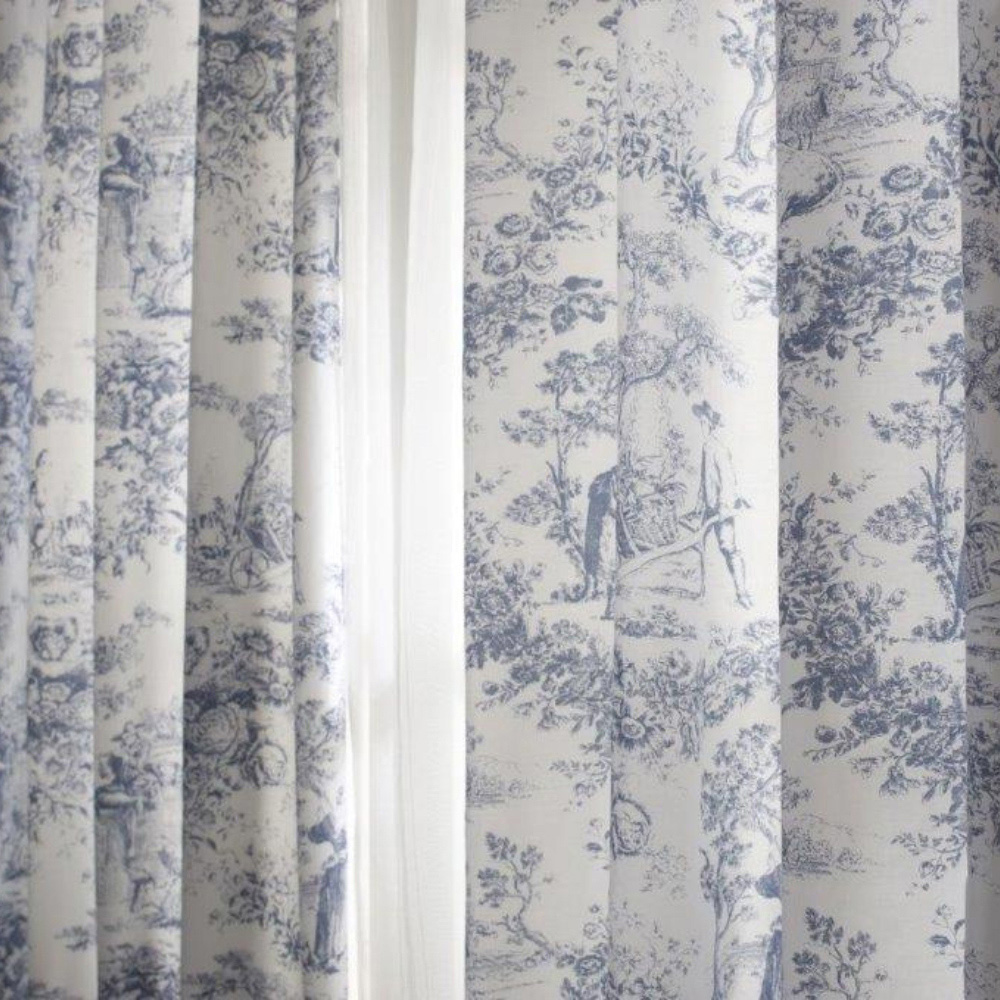 The Lyndon Company 2021 Toile De Jouy Blue Curtain 183 x 168cm Image