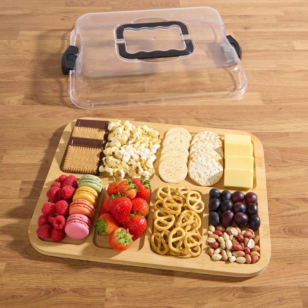 Bamboo Tray with Lid and Handles Natural Image 2