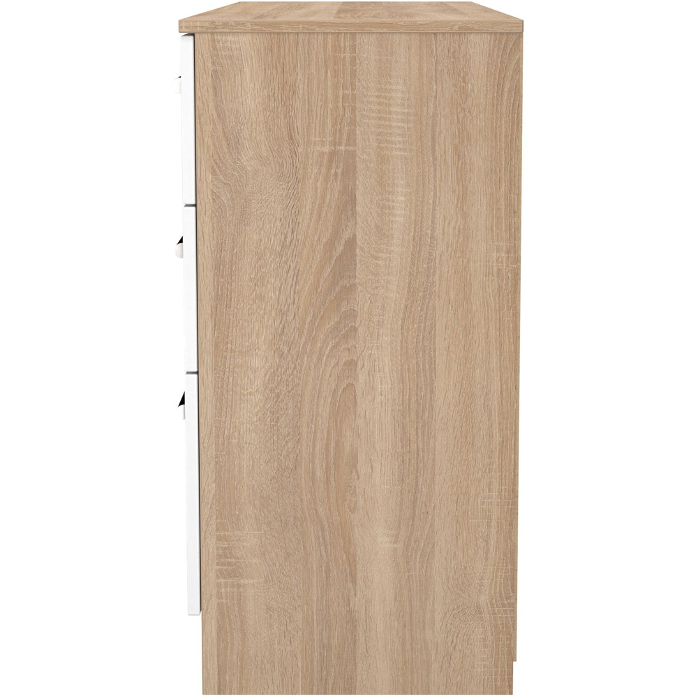 Crowndale Contrast 6 Drawer White Matt and Bardolino Oak Kneehole Desk Ready Assembled Image 3