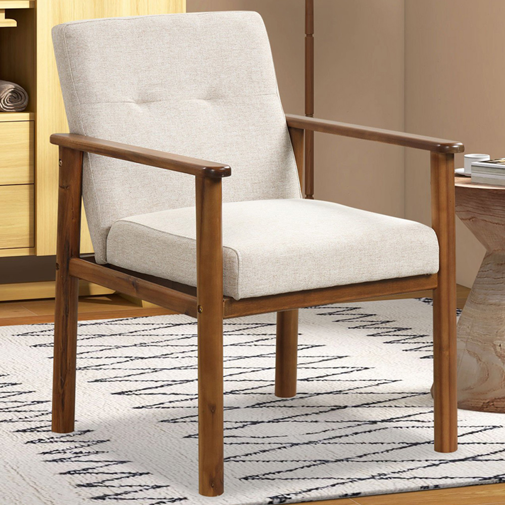 Costway Linen Soft Cushioned Modern Accent Chair Image 1