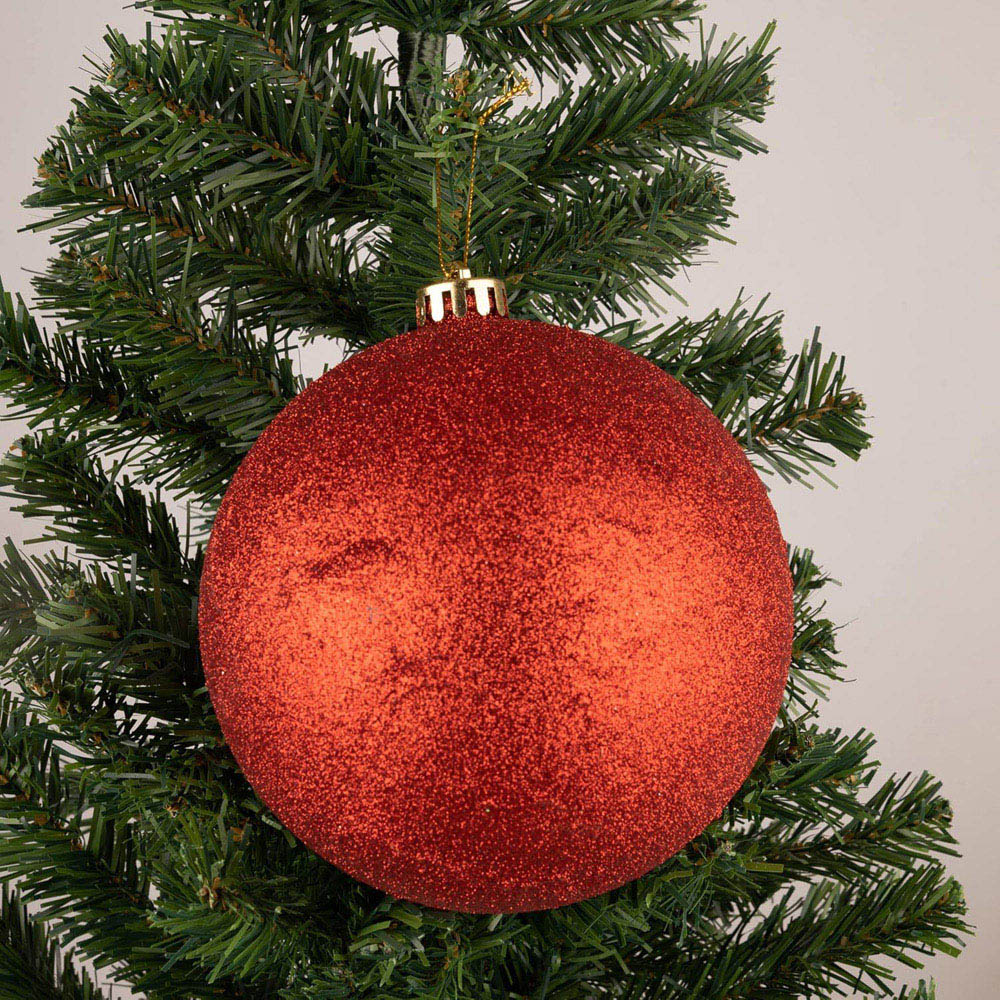 Shatchi 15cm Red Shatterproof Christmas Bauble 3 Pack Image 2