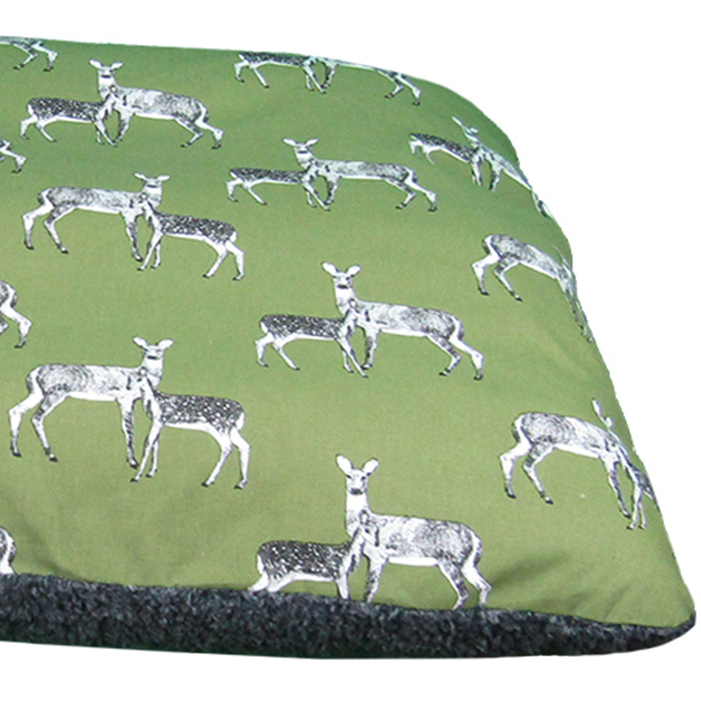 Snug & Cosy Medium Sage Deer Print Dog Lounger Bed Image 3