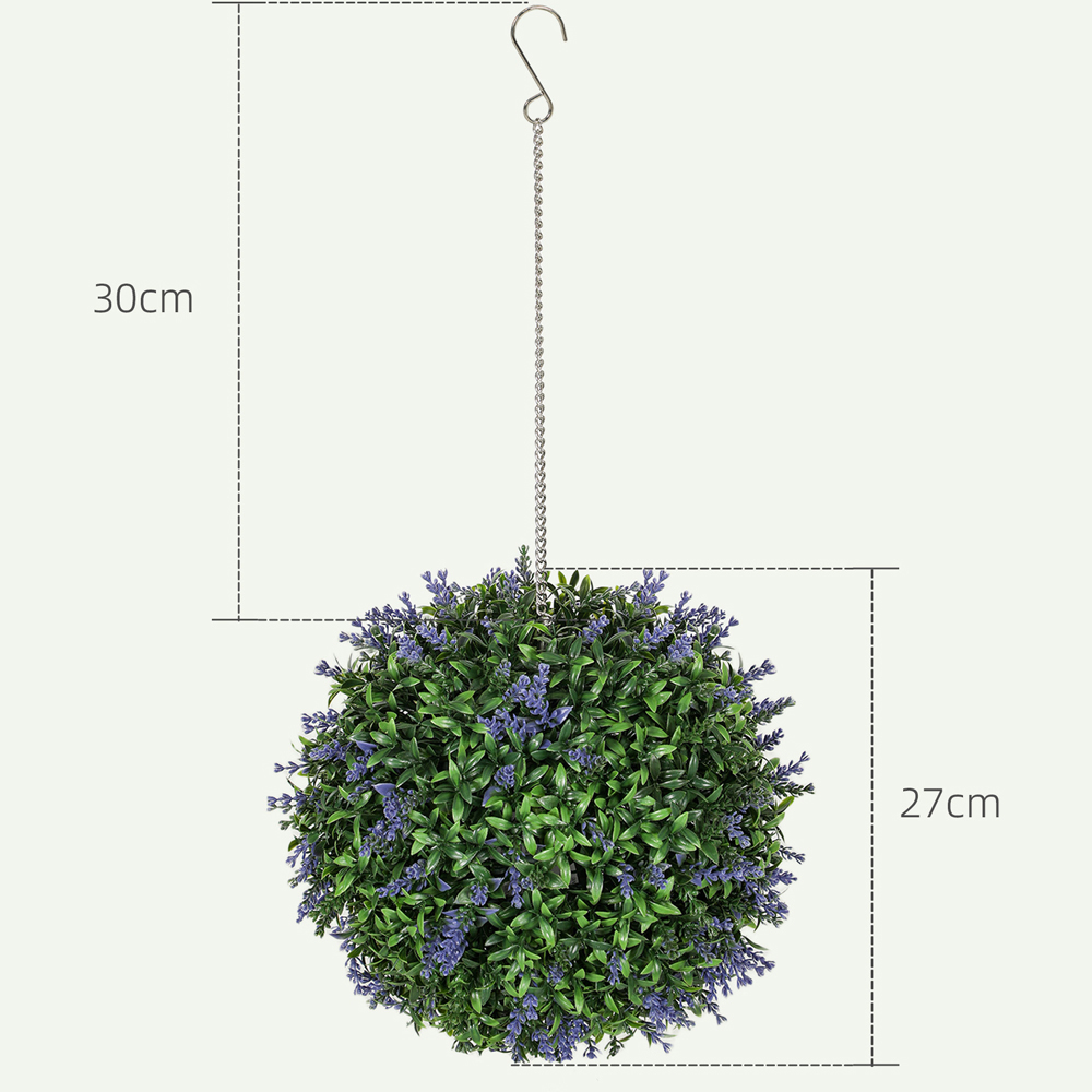 Portland Purple Artificial Plant Hanging Topiary Ball 2 Pack Image 9