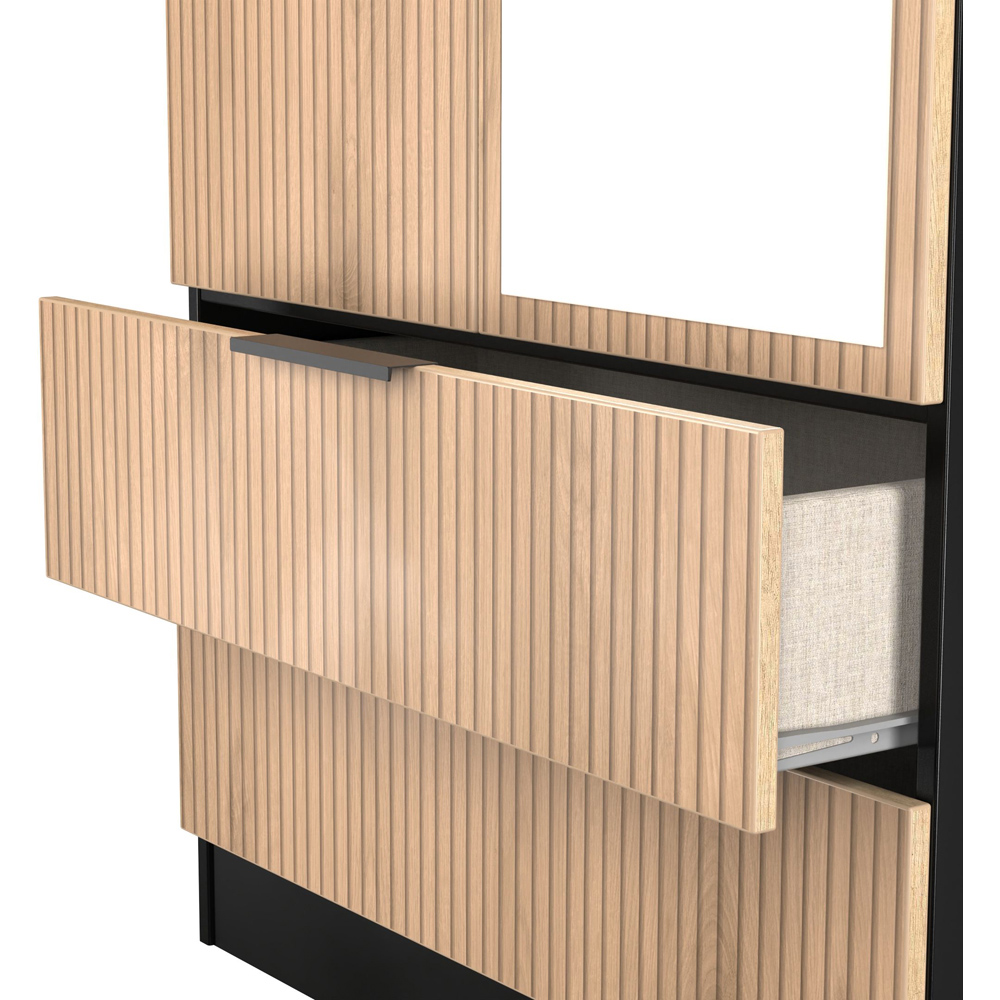 Crowndale Java 2 Door 2 Drawer Slatt Effect and Black Tall Mirrored Wardrobe Ready Assembled Image 7