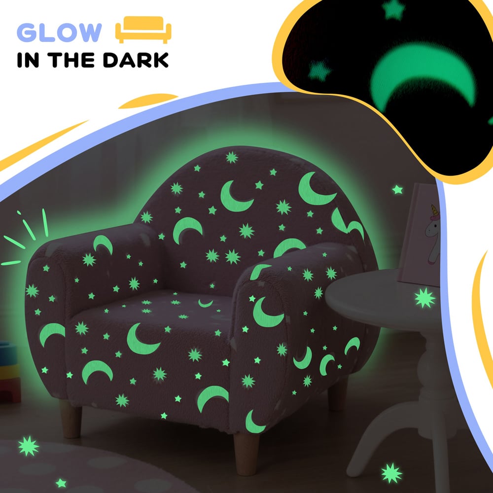 AIYAPLAY Pink Glow in the Dark Kids Armchair Image 8