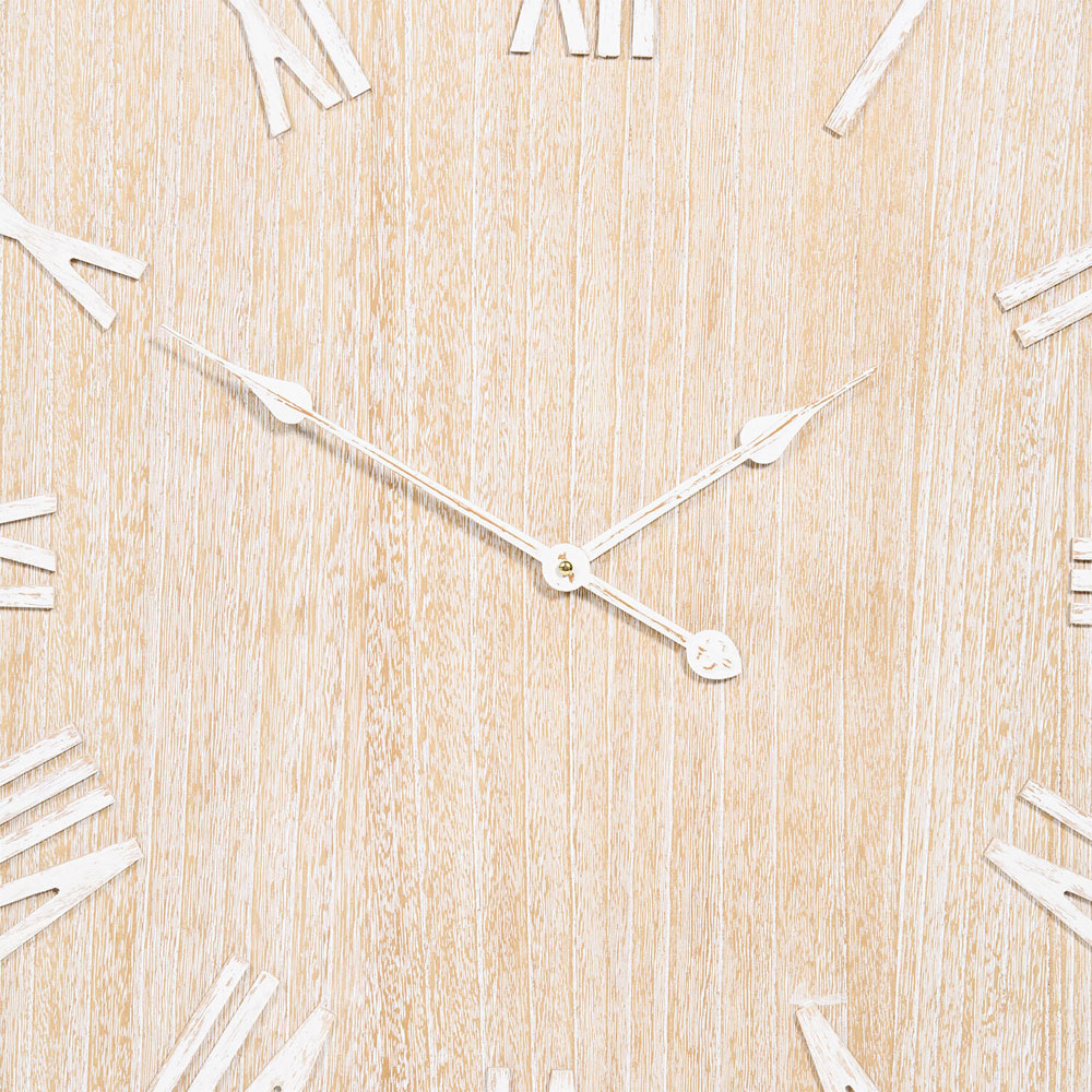 Washed Wood Effect Numeral Wall Clock Neutral Image 2