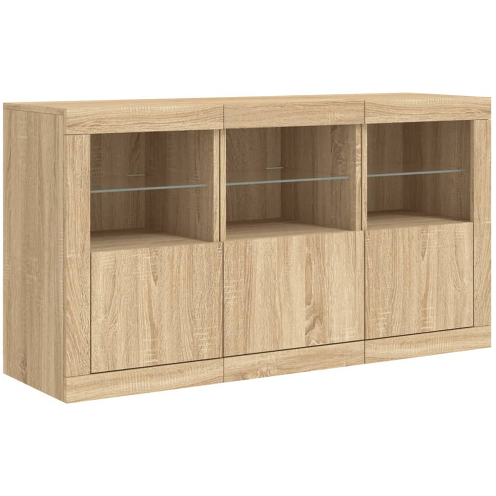 vidaXL 3 Door 6 Shelf Sonoma Oak Wide Sideboard Image 5