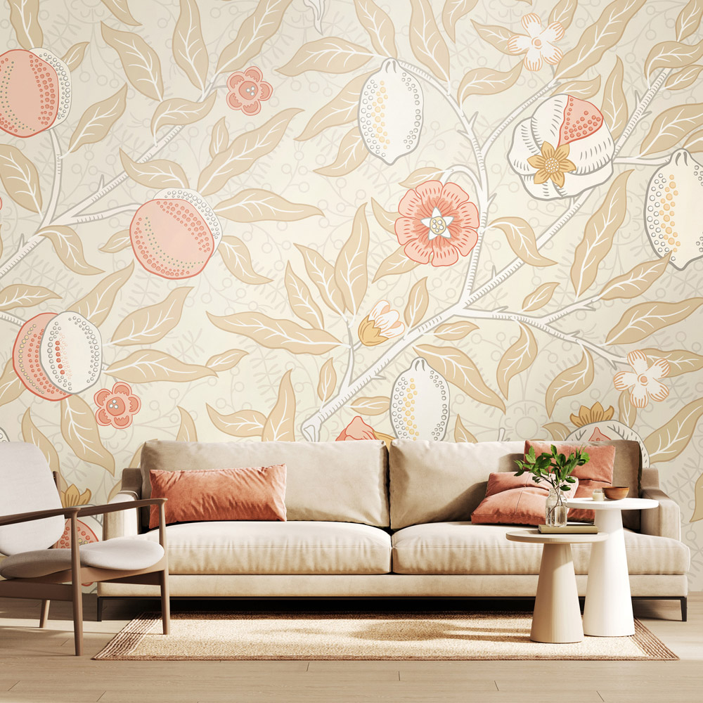 Origin Murals Fruit and Foliage Cream Wall Mural Image 1
