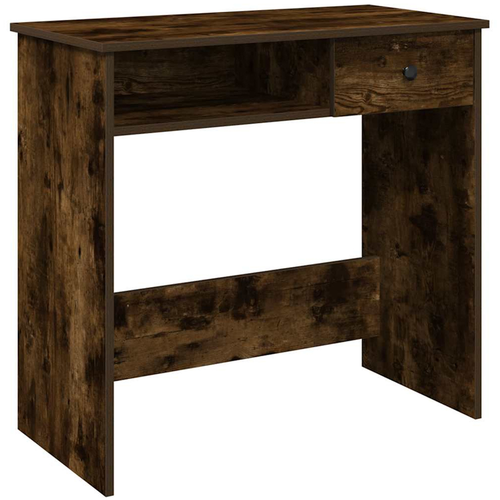 vidaXL Single Drawer Computer Desk Smoked Oak Image 2