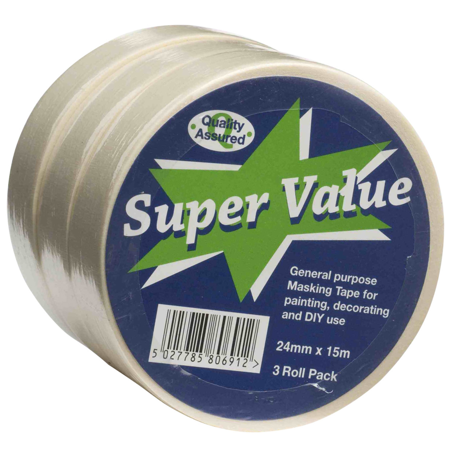 Super Value 24mm x 15m Masking Tape 3 Pack Image