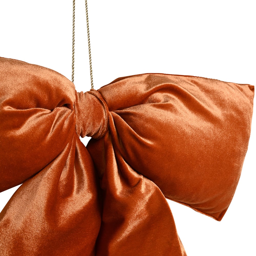 The Seasonal Gift Co. Burnt Orange Velvet Bow Hanging Christmas Decoration 50 x 40cm Image 3