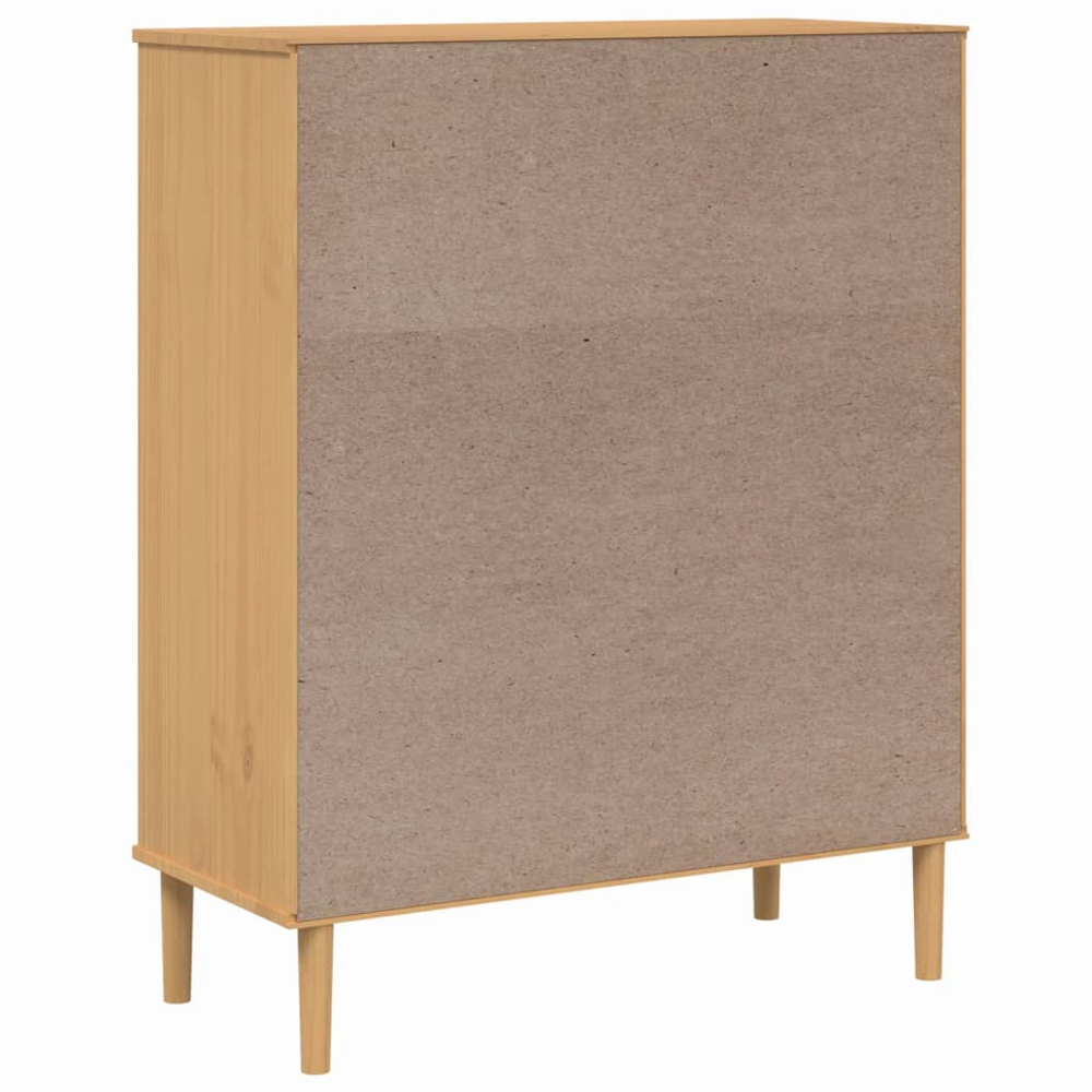 vidaXL Senja Single Door 2 Drawer 6 Shelf Brown Solid Pine Wood Rattan Look Highboard Image 8