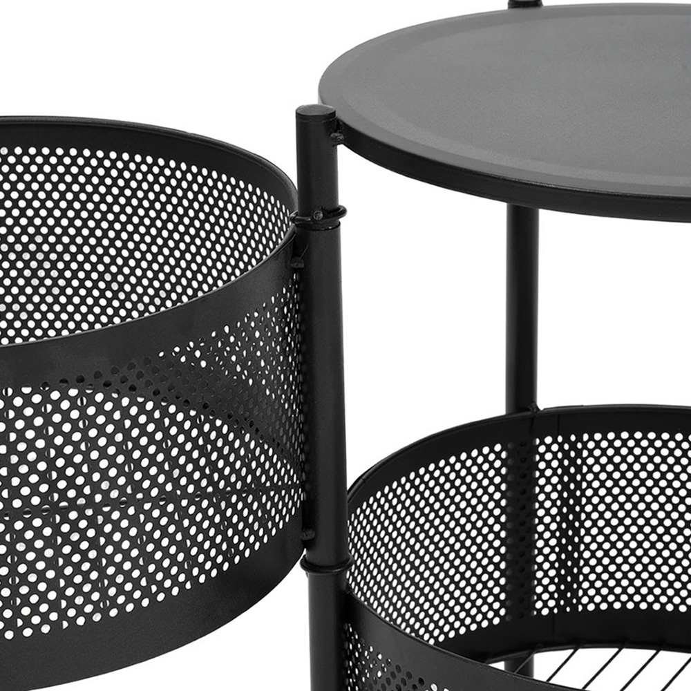 Living and Home 5-Tier Black Kitchen Storage Trolley with Rotating Basket Image 4