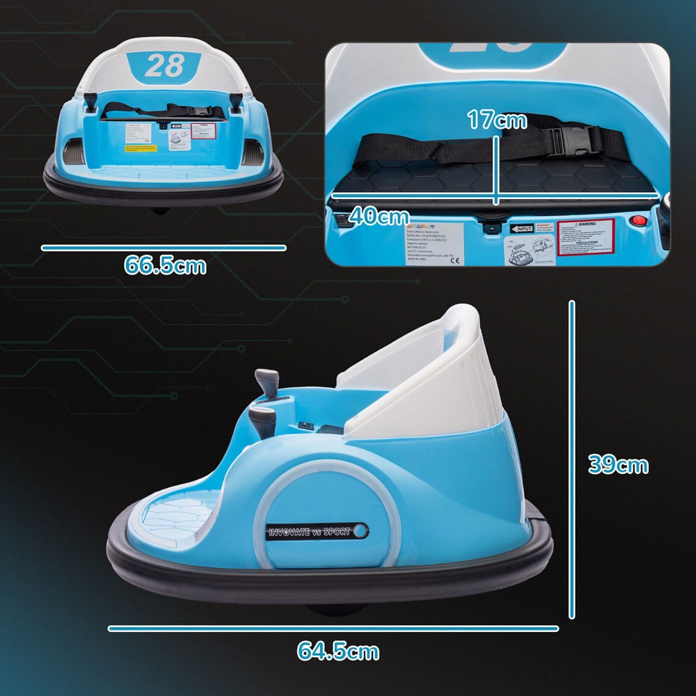 AIYAPLAY Kids Light Blue Bumper Car with Remote Control Image 7