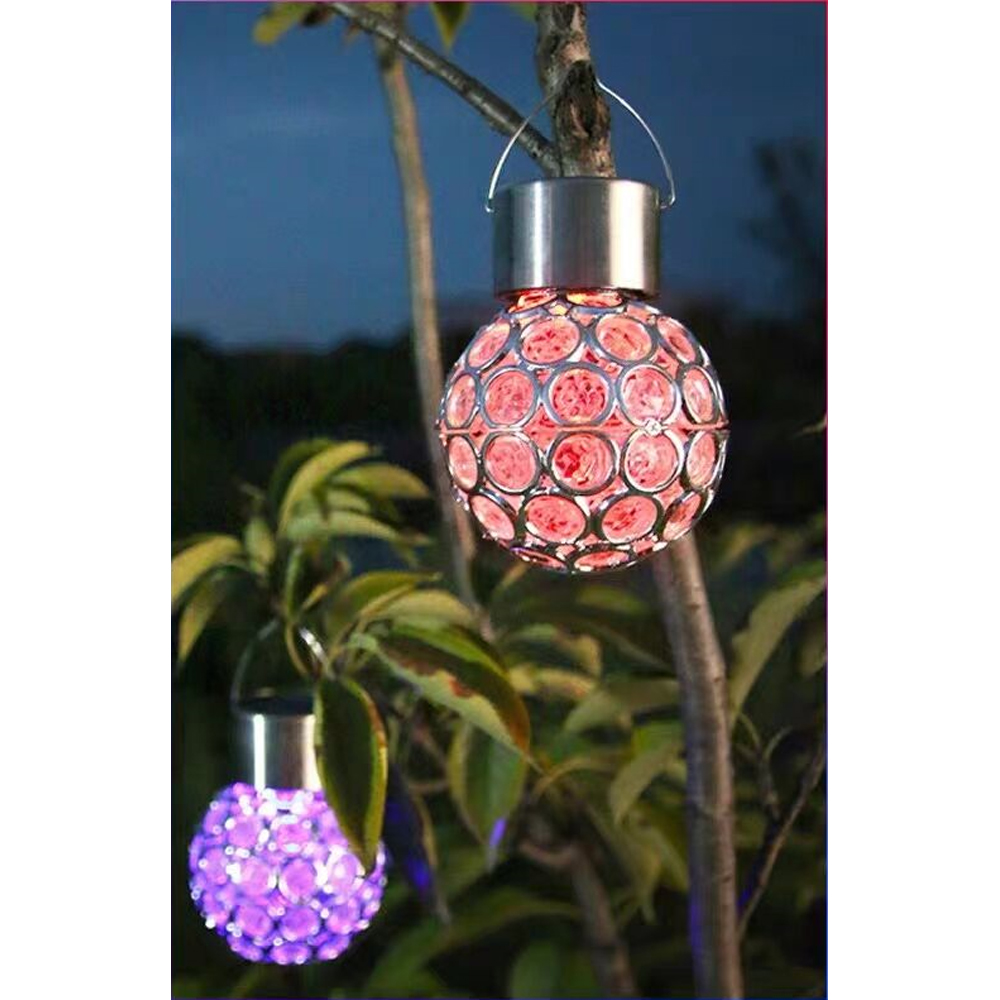 Avilo Crackle Globe Design Hanging Solar LED Light 3 Pack Image 2