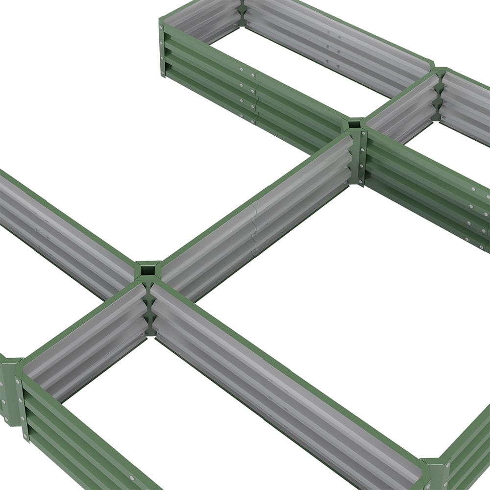 Living and Home Green U Shap Zinc Steel 5 Compartment Raised Garden Bed 243 x 241cm Image 4