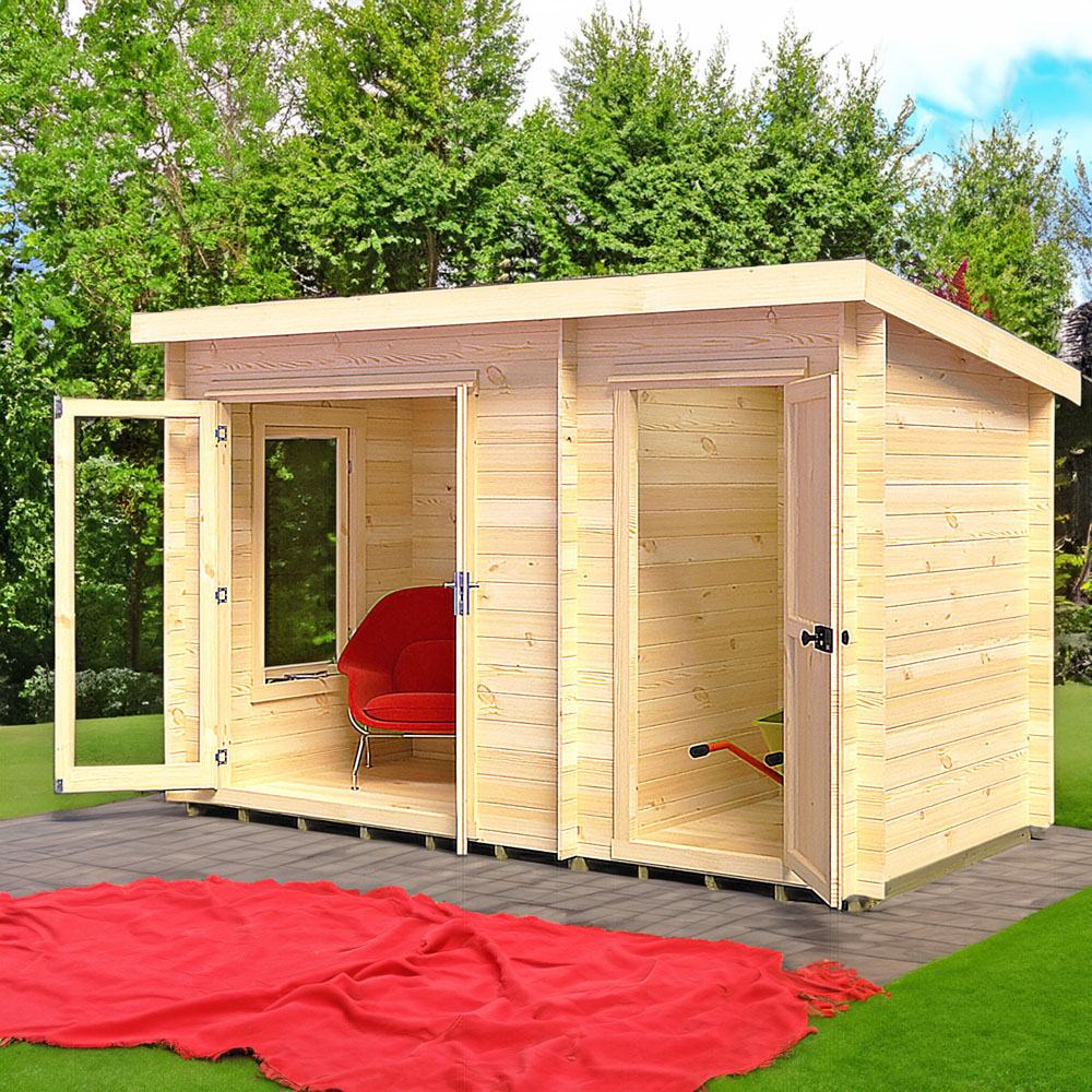 Shire Elm 6 x 12ft Contemporary Style Dual-Purpose Pent Log Cabin with Integral Storage Image 6