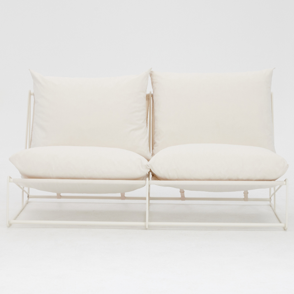 Home Detail Marina 2 Seater White Steel Garden Sofa with Cushions Image 3