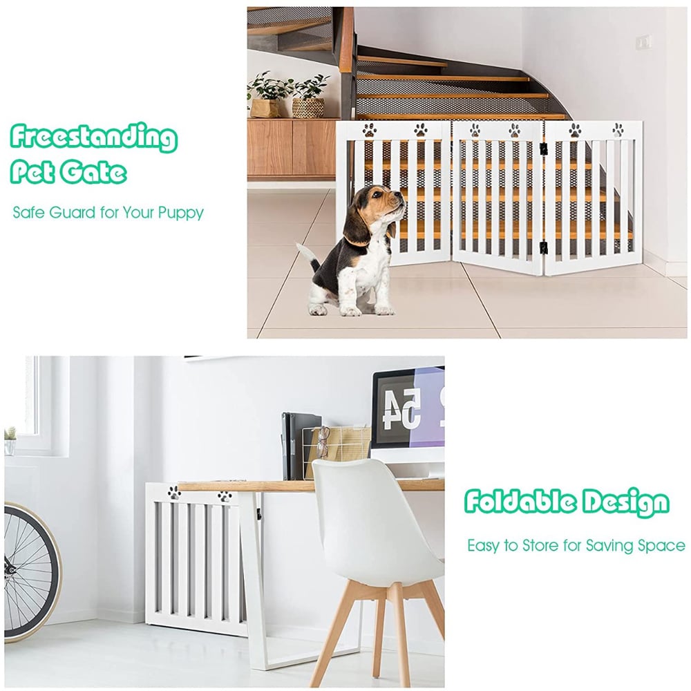 Costway 3 Panel White Foldable Pet Safety Gate Image 5