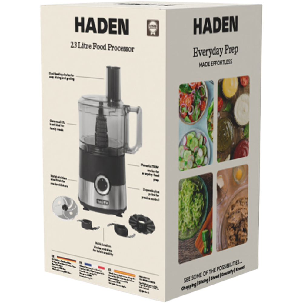 Haden 215321 Black Stainless Steel 2.3L Food Processor 750W Image 7