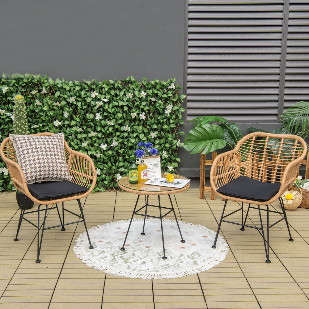 Costway 2 Seater Black Rattan Patio Set Image 3