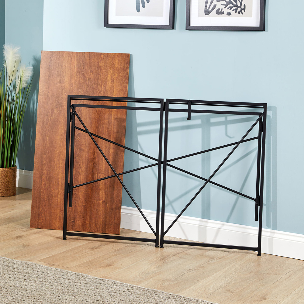 Home Source Brampton Folding Compact Desk with Hook Dark Oak Image 5