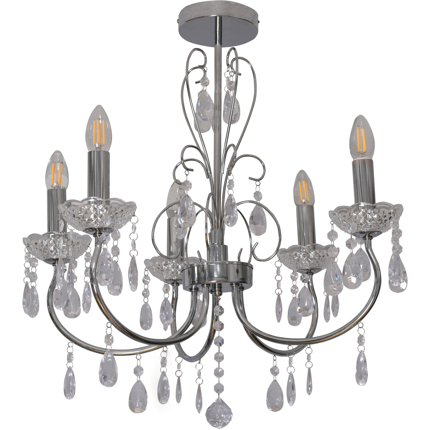 Victoria 5 Light Chrome and Crystal Chandelier Image 1