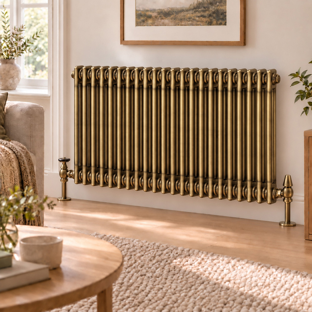 Go Bathrooms Traditional Antique Brass 2 Column Radiator 600 x 1010mm Image 2