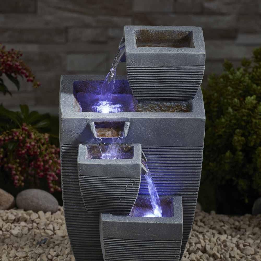 Serenity 4-Tier Cascading Vase Tabletop Mains Powered LED Water Feature Image 4