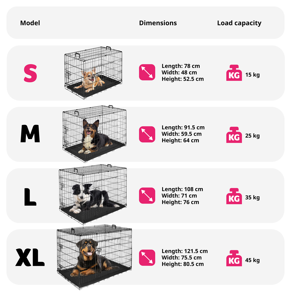 tectake Luna Double Locked Door Foldable Steel Dog Crate 78cm Image 6