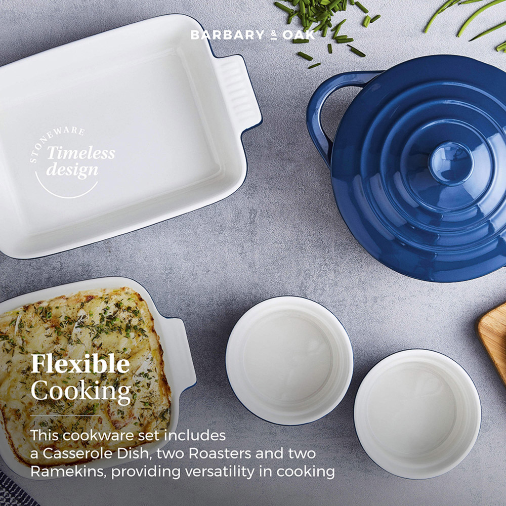 Barbary and Oak Set of 5 Limoges Blue Ceramic Ovenware Gift Set Image 3