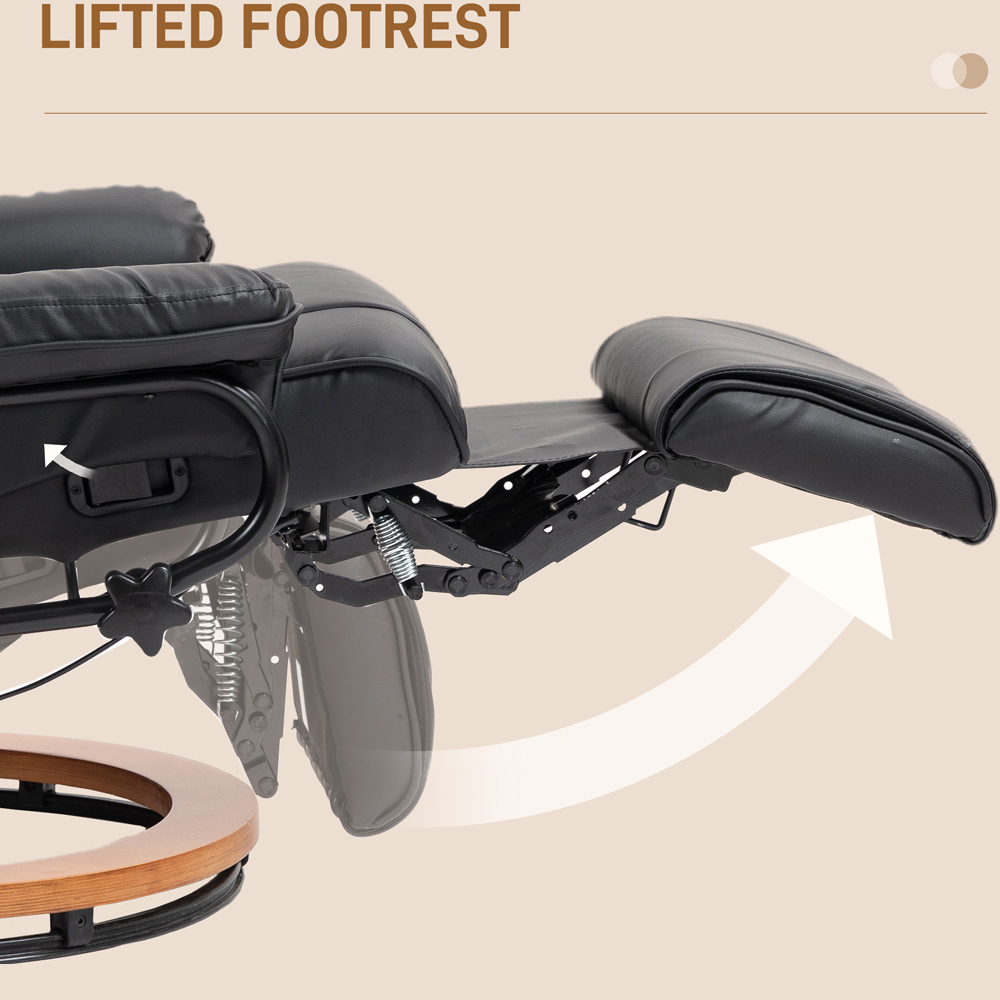 Portland Black PU Leather Reclining Armchair with Footrest Image 5