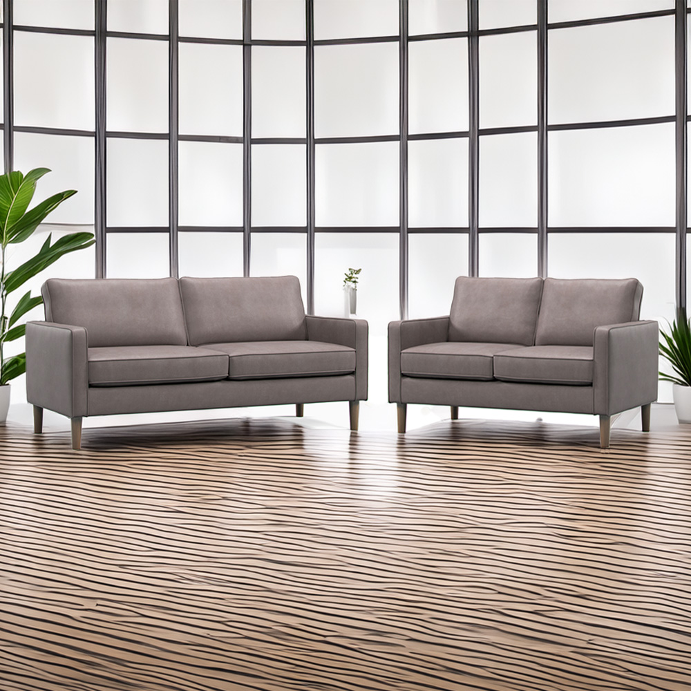 Bexhill 5 Seater Grey Faux Leather Sofa Suite Image 1