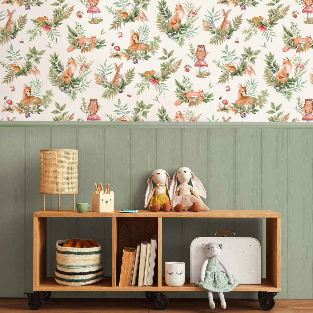 Holden Decor Forest Friends Cream Wallpaper Image 3
