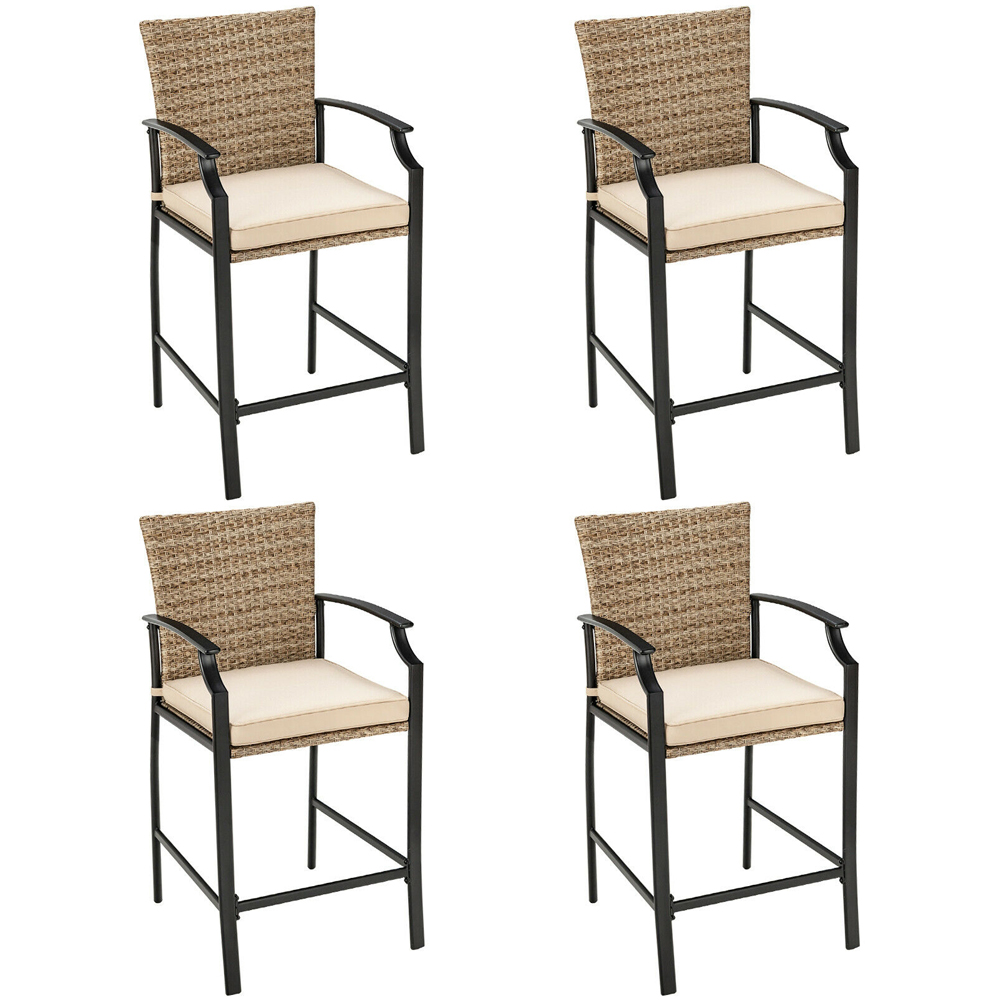 Costway PE Rattan Bar Stool Set of 4 Image 2