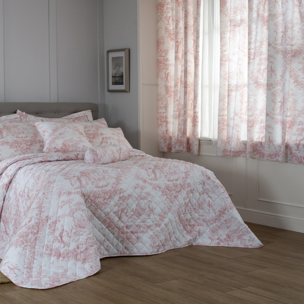 The Lyndon Company Toile De Jouy Pink Curtains 137cm Image 2