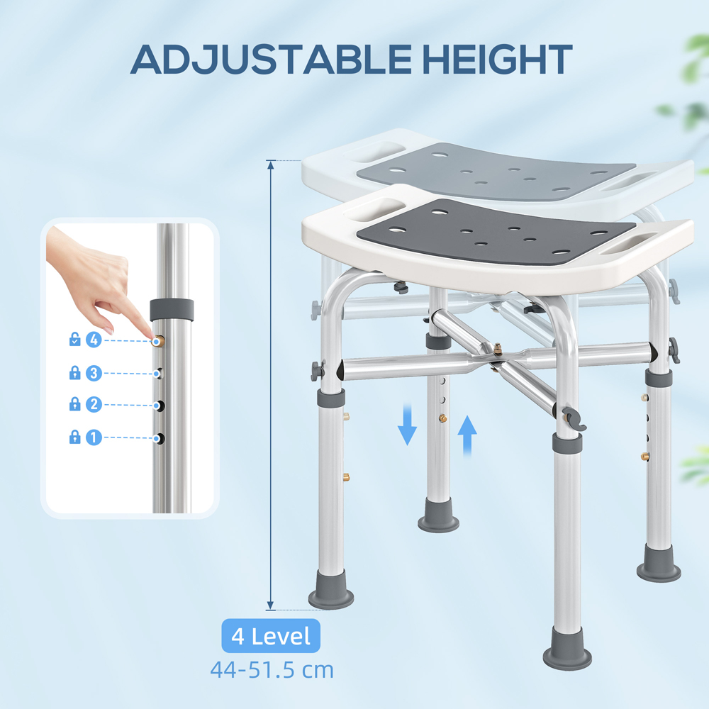 HOMCOM Grey Aluminium Height Adjustable Shower Stool Image 6