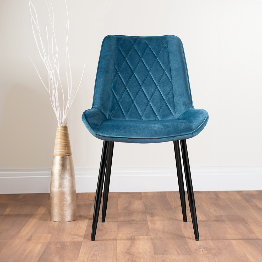 Furniturebox Molini Cesano 6 Seater Dining Set White Gloss Blue and Black  Image 3